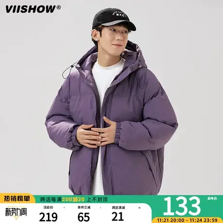 VIISHOW美式连帽棉服外套男生2023冬新款加厚保暖防风棉衣面包服图片