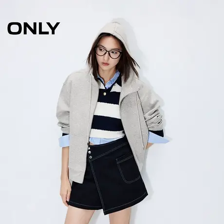 ONLY奥莱夏季休闲口袋连帽字母宽松开衫卫衣女商品大图