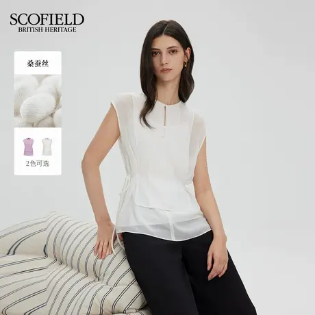 【桑蚕丝100%】Scofield女装法式慵懒松弛感系带衬衫2025秋季新品图片