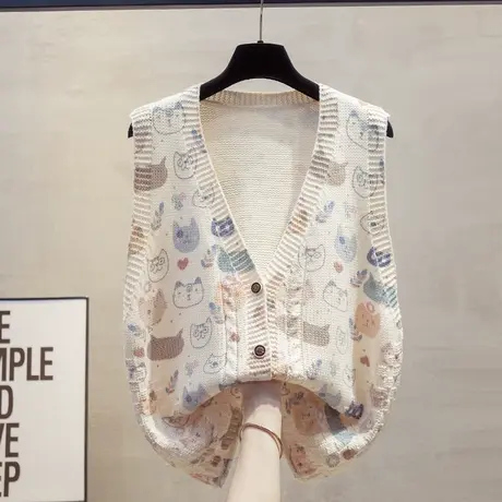 开衫v领针织马甲背心女2025春秋新款宽松外穿马夹叠穿毛衣坎肩潮商品大图