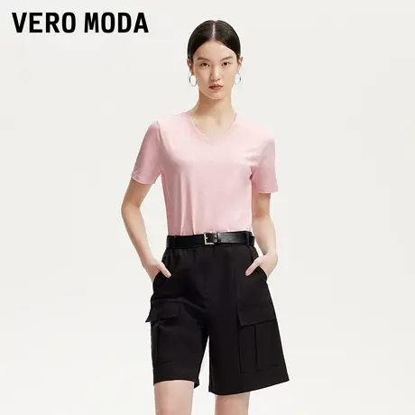 Vero ModaT恤女2025春季新款纯色V领字母印花基础T恤舒适百搭商品大图