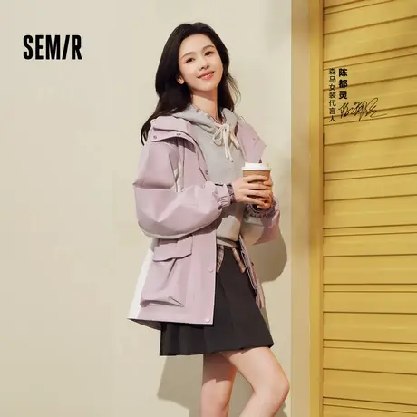 森马卫衣女短款基础款慵懒风套头衫百搭秋季简约落肩宽松连帽衣服商品大图