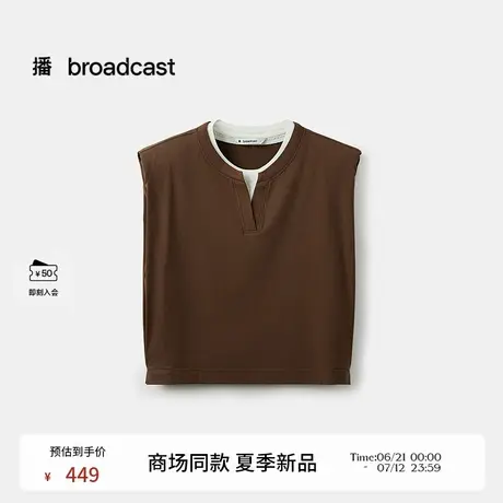 播商场同款假两件无袖圆领T恤女25夏新款宽松洋气上衣BDS7YD4506商品大图