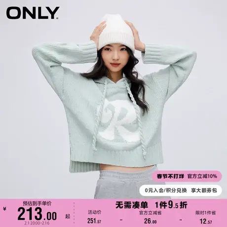 ONLY奥莱学院风休闲条纹宽松连帽针织衫女商品大图