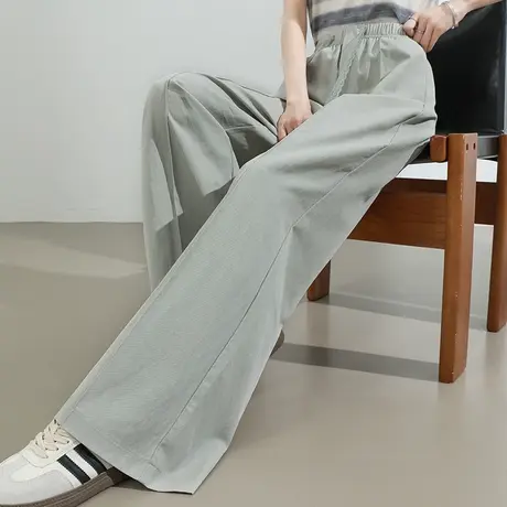 莱赛尔天丝棉阔腿裤女夏季薄款高腰直筒宽松防晒垂感拖地休闲裤子商品大图