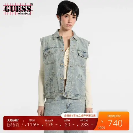 GUESSOriginals 25年新款夏季女士水洗做旧牛仔马甲-W5GN82D5OTA商品大图