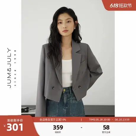 嘉茱莉春季新款休闲西装外套女小个子短款外套上衣一粒扣小西服商品大图