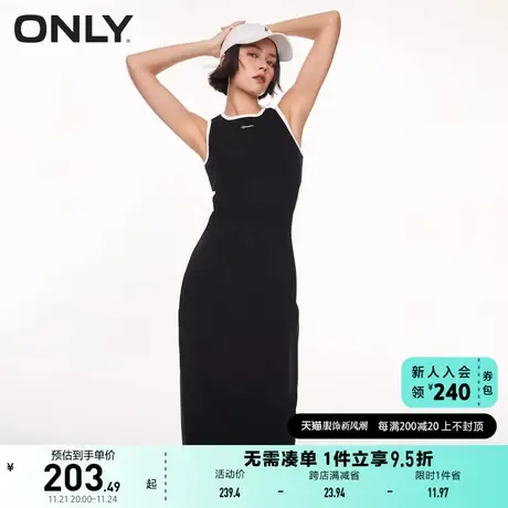 ONLY奥莱秋季新款显瘦撞色圆领修身无袖长款连衣裙女商品大图