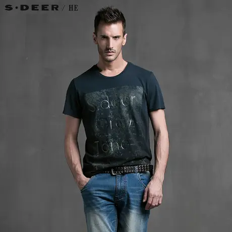 S.Deer/He【上新】圣迪奥纯棉简洁男士短袖T恤H15270149图片