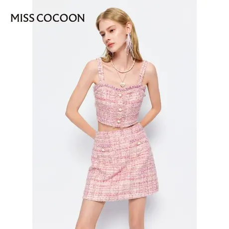 可可尼COCOON粉色小香风吊带2025新款夏季时尚洋气时髦上衣女背心图片