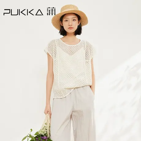 蒲PUKKA 纯棉拼接短袖衬衫女2025夏季新款宽松透气显瘦百搭上衣商品大图