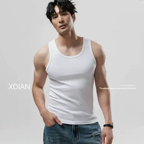 续点「新升级精梳棉」重磅220G健身背心无袖t恤男款运动背心打底商品大图