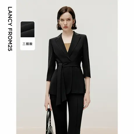 【三醋酸Basic衣橱】朗姿西装外套职业正装黑色西服女2024夏新款商品大图