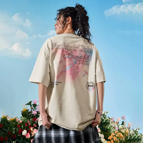 Nuthink美式渐变天使字母印花短袖T恤薄款夏装情侣男女2025夏新款图片