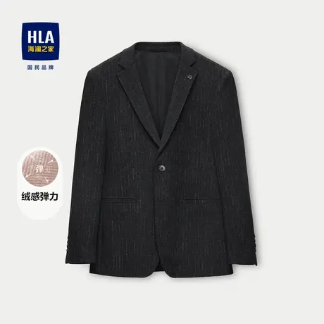 HLA/海澜之家绒感弹力休闲西服24秋新款条纹平驳领便服单西外套男图片