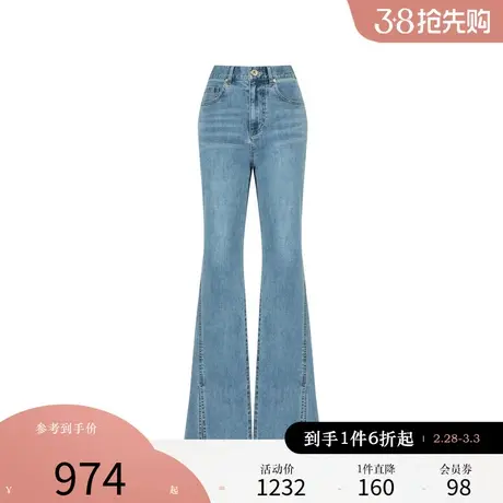 【凉感】Scofield女装老钱风做旧水洗高腰喇叭牛仔裤夏季裤子商品大图