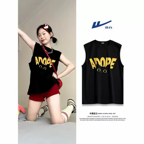 回力纯棉背心女夏外穿2025新款夏季美式休闲吊带宽松运动无袖t恤A商品大图