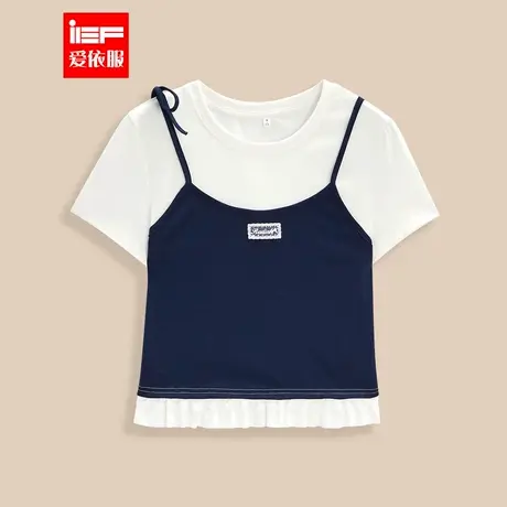 IEF/爱依服2025夏季新款韩版时尚假两件设计感通勤百搭显瘦上衣图片