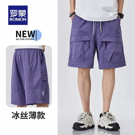 罗蒙宽松男士工装薄款短裤夏季户外休闲美式高街大口袋五分裤N1Z图片