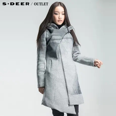 【新品】sdeer圣迪奥专柜正品女装冬装文艺水印毛呢大衣3481890图片
