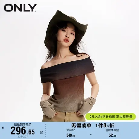 ONLY奥莱夏季时尚设计感一字肩渐变短袖垂感T恤女图片