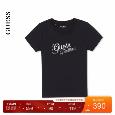 GUESS25年新款夏季女士休闲经典镶钻百搭简约短袖T恤-YP2K2430图片