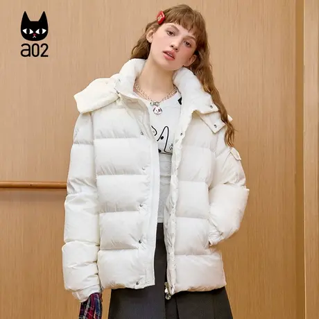 a02A02秋冬2025新款泡芙型白色通勤风宽松版舒适高级感羽绒服女款商品大图