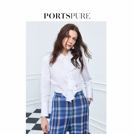 宝姿PORTSPURE女装2025夏季新品法式高智通勤领口立裁衬衫上衣商品大图
