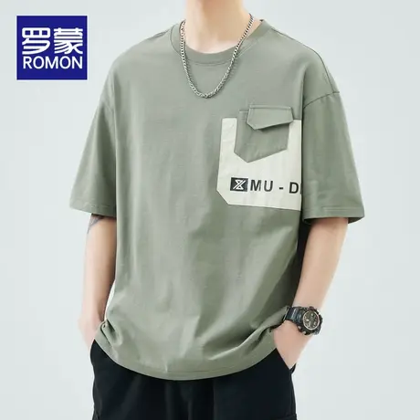 罗蒙短袖t恤男士夏季薄款衣服美式高街半袖潮牌百搭男装纯棉上衣商品大图