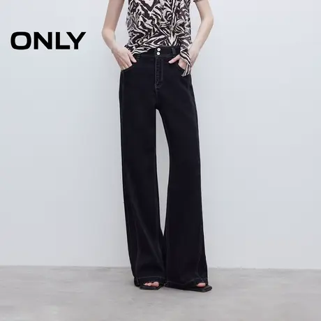 ONLY2025夏季新款显瘦拼接双侧线剪裁宽松高腰长裤喇叭裤牛仔裤女商品大图