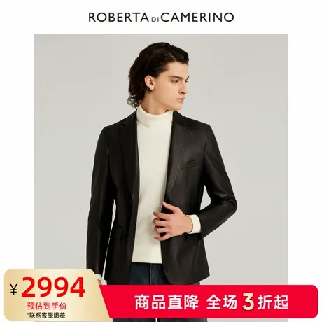 [羊皮革]ROBERTA诺贝达春季新品男士皮衣商务休闲纯色皮衣西服男商品大图