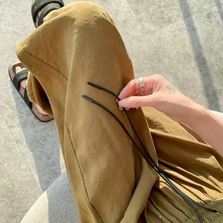 铜氨丝九分哈伦裤女夏季薄款速干高腰休闲醋酸冰丝小个子束脚裤子商品大图