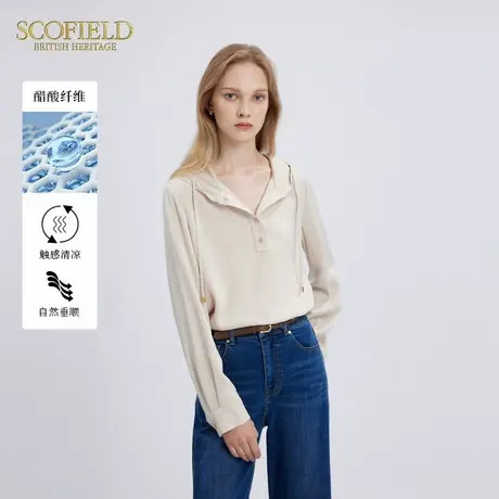 【醋酸】Scofield女装时尚连帽衬衫休闲运动风衬衣秋季上衣商品大图
