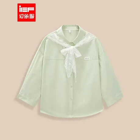 IEF/爱依服上衣2025春夏新款韩版简约通勤气质七分袖宽松百搭衬衫图片