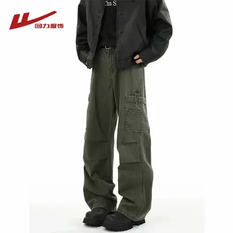 回力美式复古工装裤男士夏季薄款2025新款宽松直筒阔腿休闲长裤子商品大图