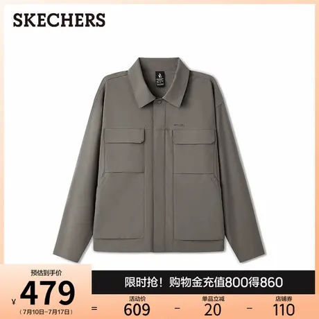 斯凯奇2025经典系列2025秋季新款男宽松日常通勤针织翻领工装外套图片