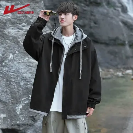 回力假两件外套男春秋季2025新款痞帅飞行夹克潮牌男生工装棒球服图片