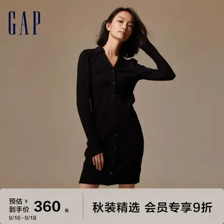 Gap女装秋季2023新款修身翻领连衣裙792858潮流时尚休闲长裙图片