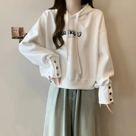 连帽卫衣女2025春秋季新款宽松韩版薄款长袖上衣ins潮牌短款外套图片