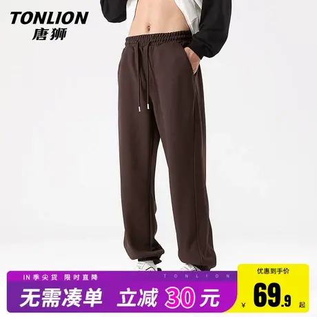 唐狮裤子潮牌痞帅炸街男春季重磅宽松华夫格束脚卫裤男生运动裤HW商品大图