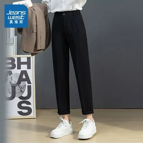 KC真维斯女装2025年春季新款百搭潮流通勤直筒休闲萝卜哈伦九分裤商品大图