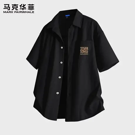 马克华菲短袖工装衬衫男款夏季2025新款复古简约上衣翻领外套男X图片