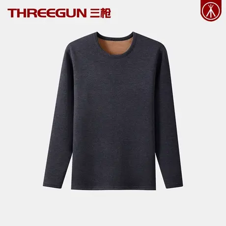 THREEGUN/三枪男士羊毛加绒加厚保暖上衣单件秋衣打底内衣冬季款图片