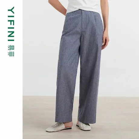 [专柜同款]Yifini/易菲木棉文艺感时尚百搭休闲裤阔腿裤D04K1042商品大图
