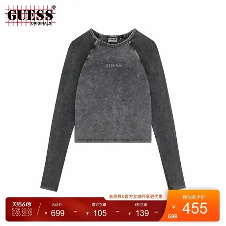GUESSOriginals25年新款春季女士潮酷插肩长袖T恤-W5GP52J1314图片