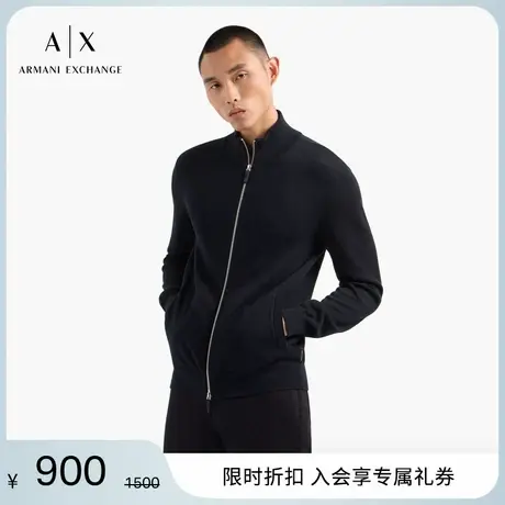 ARMANI EXCHANGE/阿玛尼男女同款纯色全棉立领拉链针织开衫官方商品大图