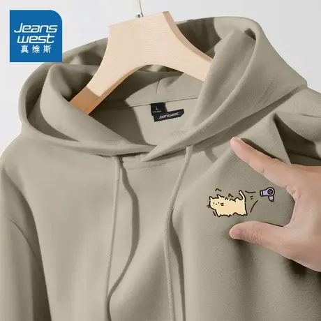 NN真维斯美式连帽卫衣男款春秋潮流宽松休闲衣青少年重磅套头外套商品大图