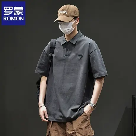 罗蒙夏季男士POLO衫2025新款宽松翻领简约百搭高端纯棉短袖T恤N1Z商品大图