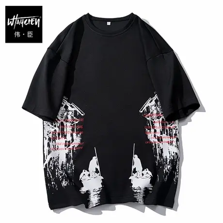 伟臣夏季大码男装冰丝轻薄短袖T恤男胖子加肥加大中国风圆领半袖图片