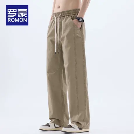 罗蒙男士休闲裤夏季2025新款美式高街直筒宽松纯棉舒适百搭裤子男图片
